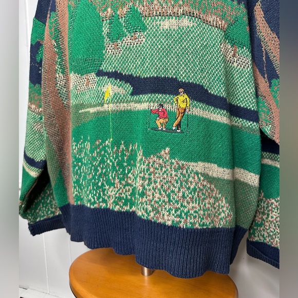 Vintage Salty Dog Gant Golf Scene Landscape Sweater - Picture 5 of 12